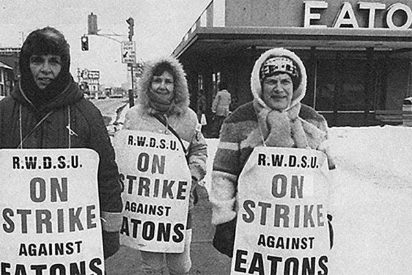 the picket line outside Eaton’s during the 1984-85 strike