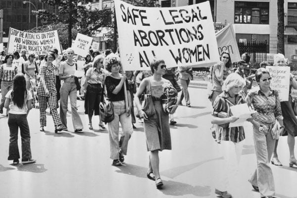 Demonstrators during a march calling for safe legal abortions for all women, in New York City, New York, 1978.