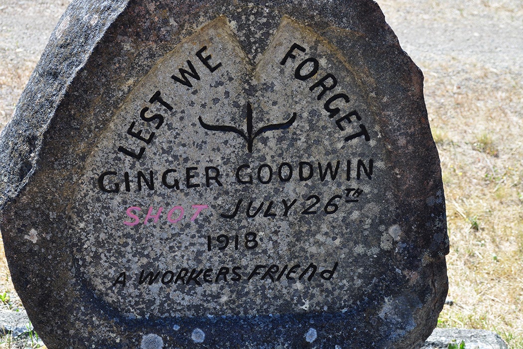 The gravestone of Ginger Goodwin