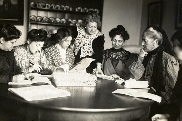 A meeting of the Women's Social and Political Union (WSPU) leaders, c.1906 - c.1907