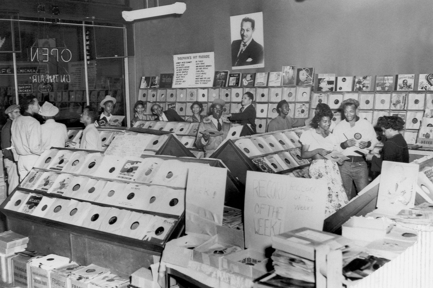 Producer John Dolphin's "Dolphin's Of Hollywood" record store on Central Avenue, 1952