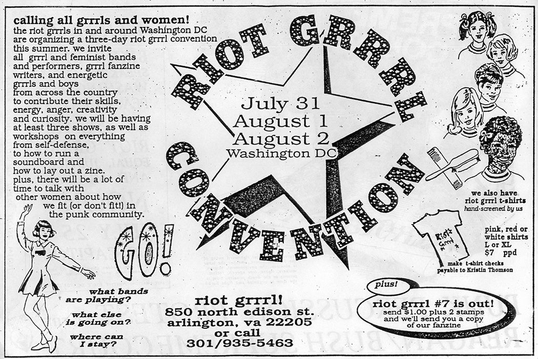 An ad for a Riot Grrrl Convention in 1992