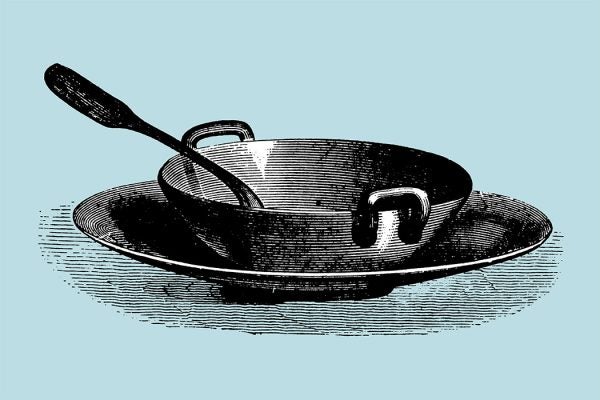 Antique illustration of a soup bowl