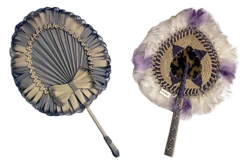 Two non-folding palm fans, 19th century