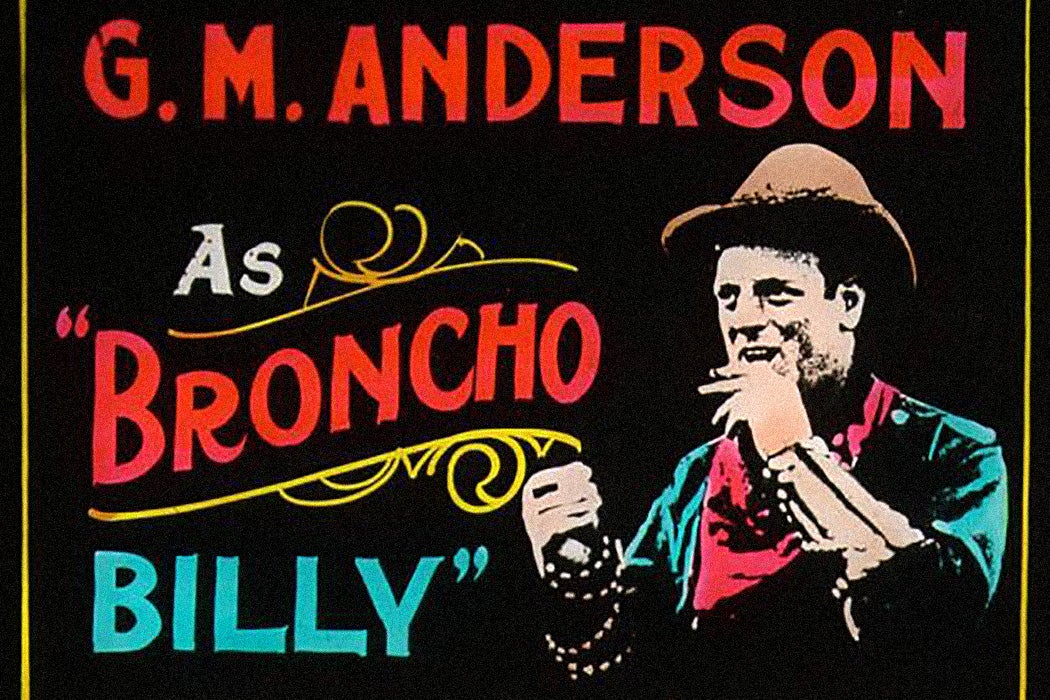 A film title lantern slide for Broncho Billy