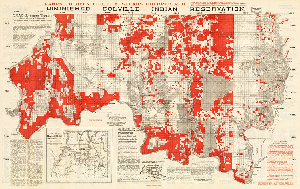 Clair Hunt's Map of the South Half or Diminished Colville Indian Reservation