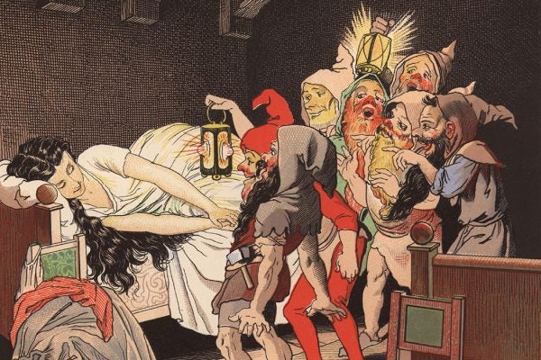 The seven dwarves find Snow White asleep in their bedroom, from the fairy tale by the brothers Grimm, c. 1812