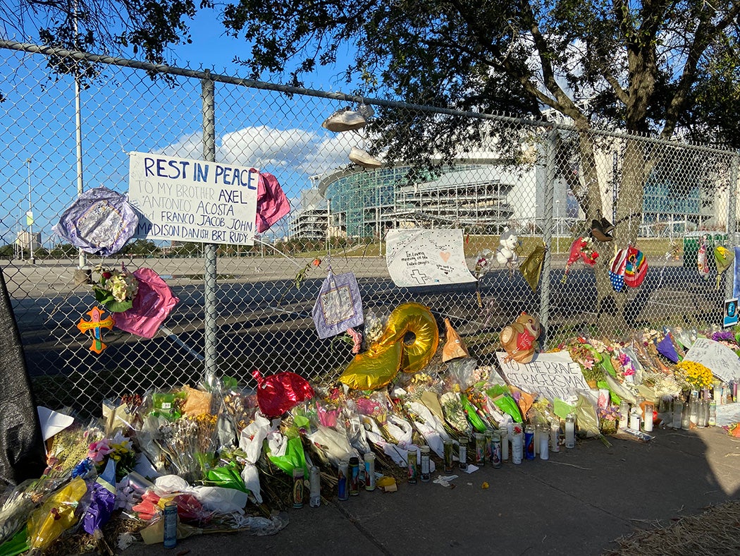 A memorial for the Astroworld Festival crowd crush