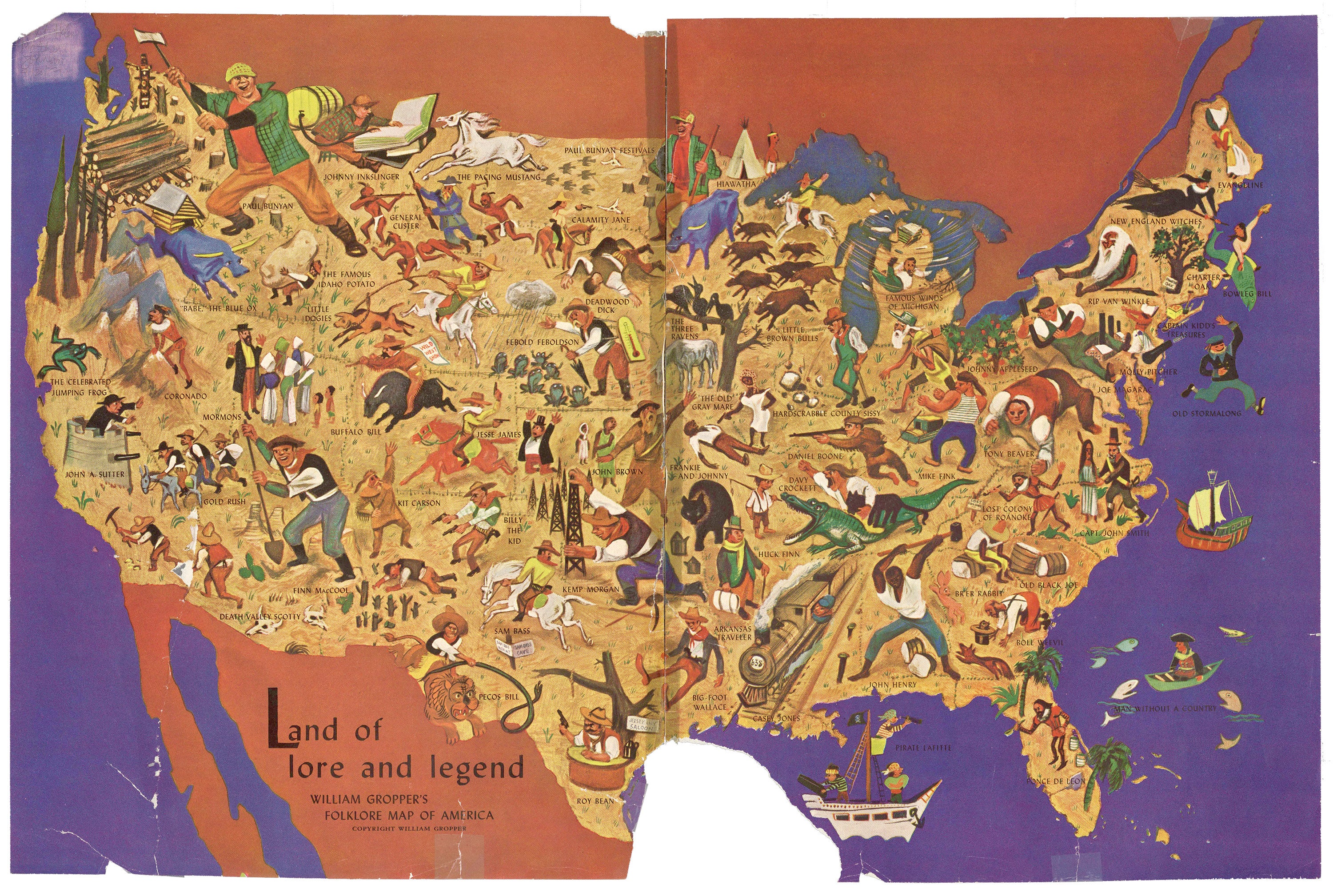 Pictorial Folklore Map of the United States