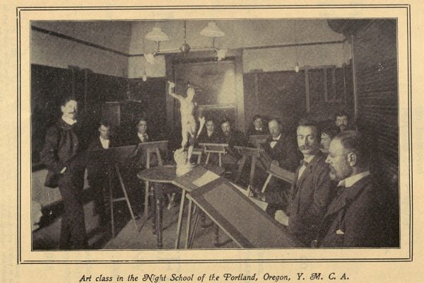 Art class at the Portland, OR YMCA, 1899