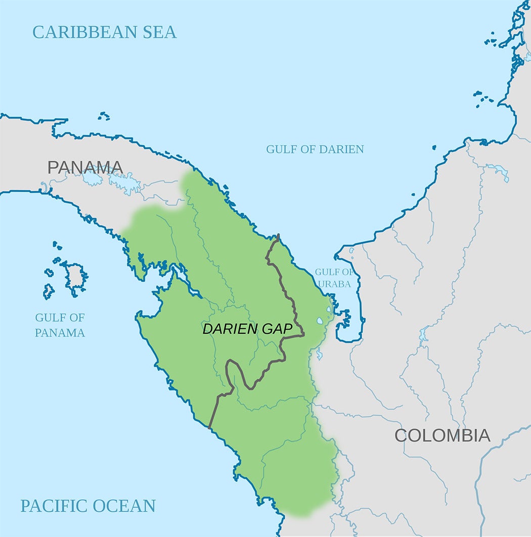 A map of the Darien Gap