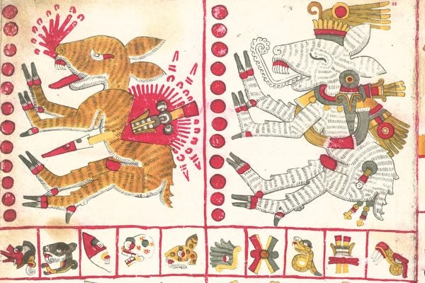 Page 22 of the Codex Borgia depicting naguals, shapeshifting creatures