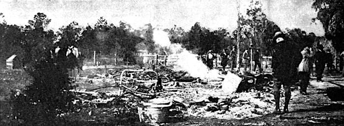 The burned ruins of the house near Rosewood, Florida on January 4, 1923, after the Rosewood Massacre -The Literary Digest Magazine (Jan. 20, 1923)"