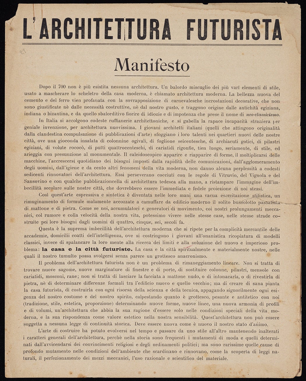 The Futurist Architecture Manifesto by Antonio Sant'Elia