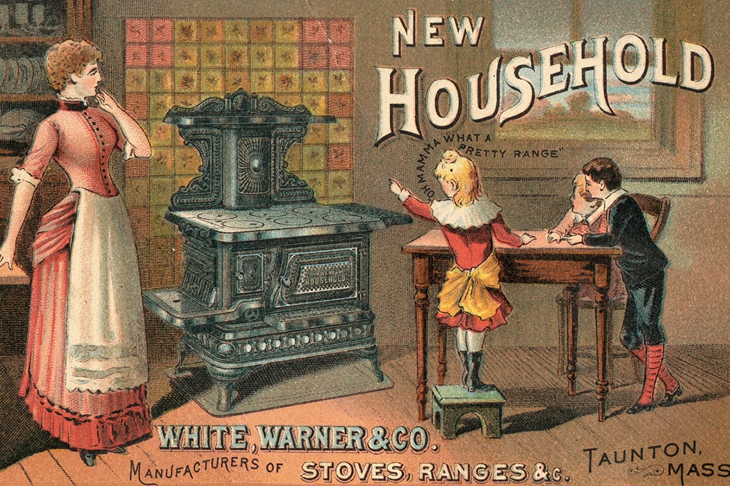 An advertising card for White, Warner & Co. Stoves and Ranges