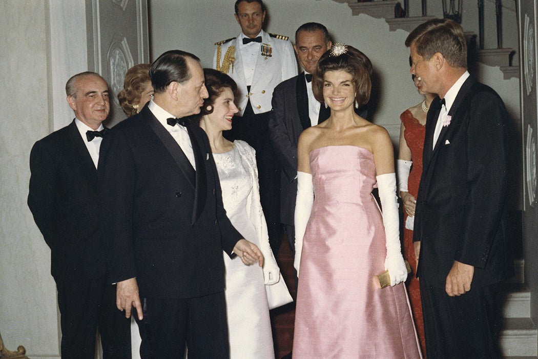 The President and Mrs. Kennedy attend a dinner May 11, 1962 in honor of Minister of State for Cultural Affairs of France, Andre Malroux, left.
