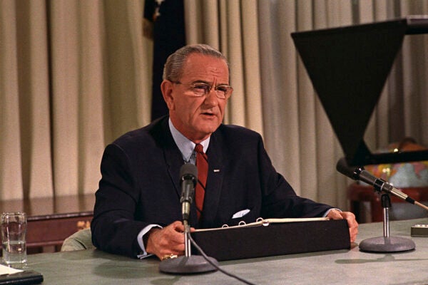 Lyndon B. Johnson addresses the Nation March 31, 1968