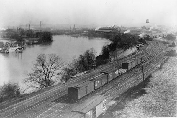 A train yard in Montgomery, Alabama