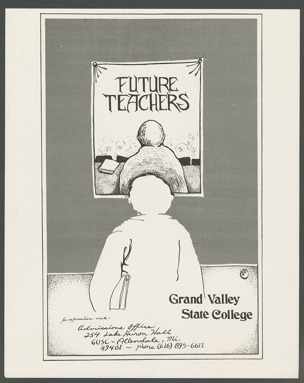 Admissions poster for Grand Valley State College future teachers program, 1972