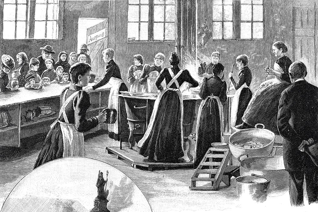 Women cooking in a public kitchen, 19th century