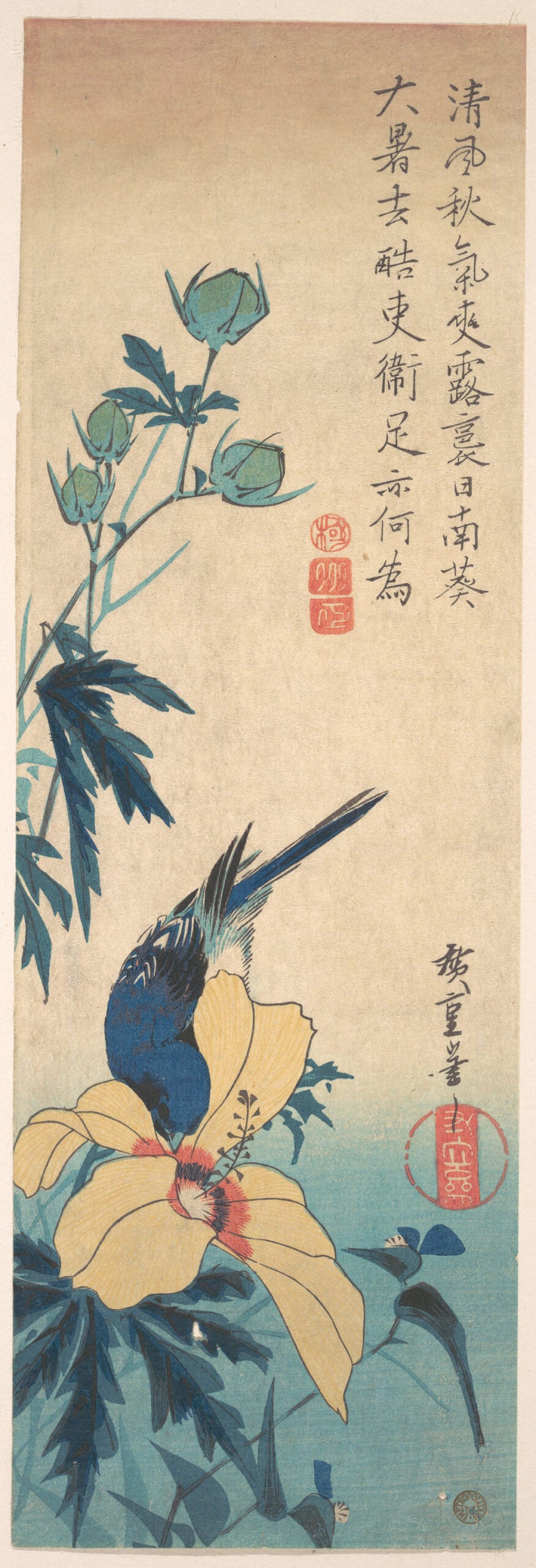 Hibiscus and Bluebird by Utagawa Hiroshige