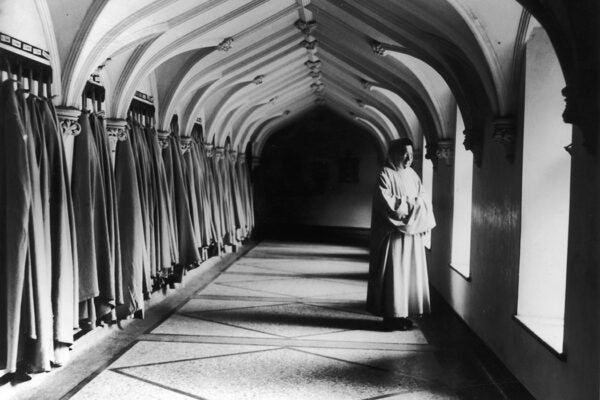 A Trappist monk in the cloisters of a monastery in County Waterford, Ireland, 1935