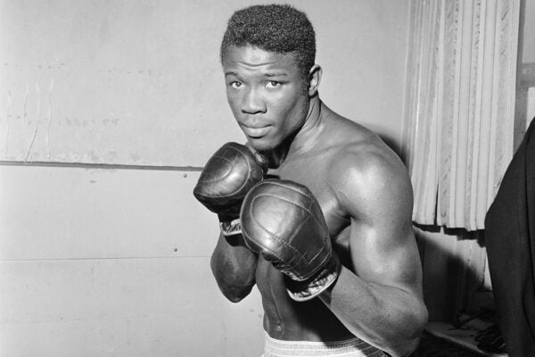 World welterweight champion Emile Griffith in training at the Thomas a Beckett Gymnasium in London, for his upcoming fight against Britain's Dave Charnley, November 20th, 1964