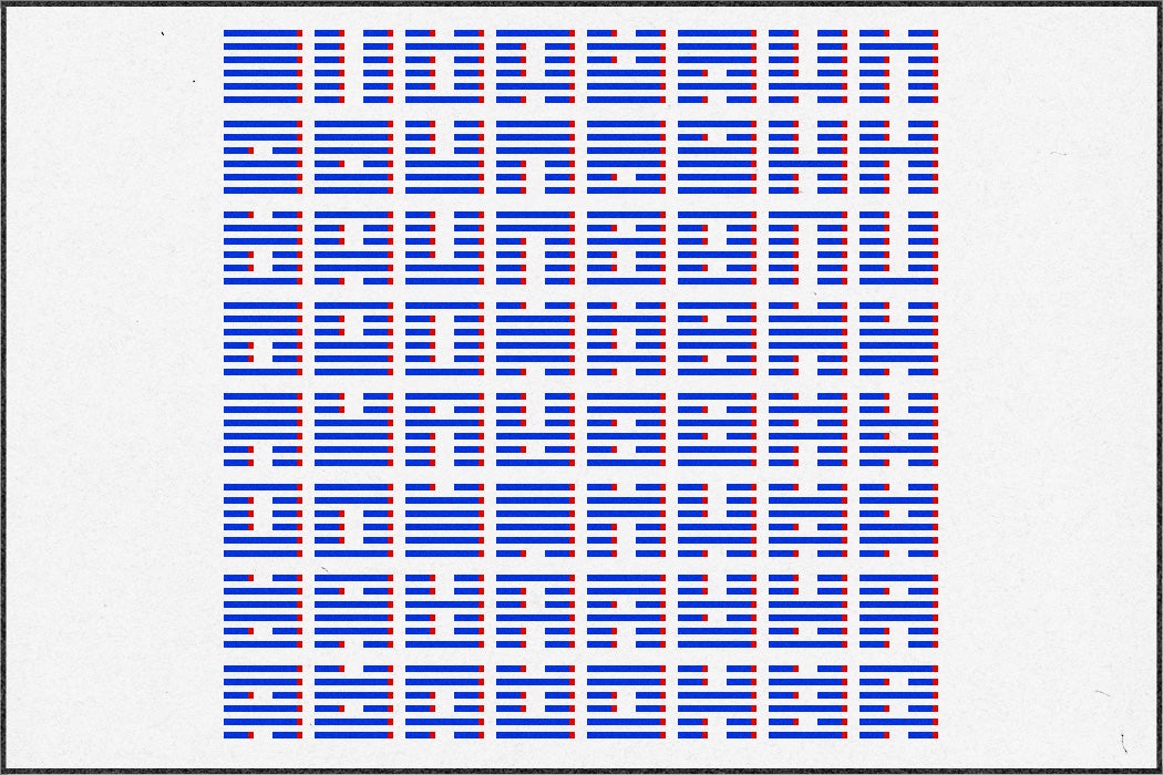 Image showing the sixty-four hexagrams from the King Wen sequence of the I Ching.