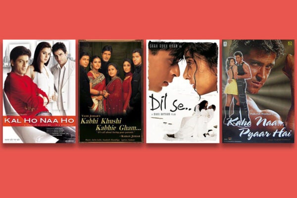 A collage of posters for popular Bollywood films