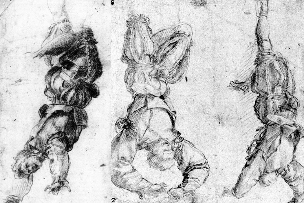 Preparatory sketches for a pittura infamante or shame painting by Andrea del Sarto