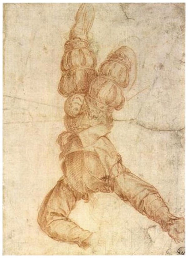 a preparatory sketch for a pittura infamante or shame painting by Andrea del Sarto 