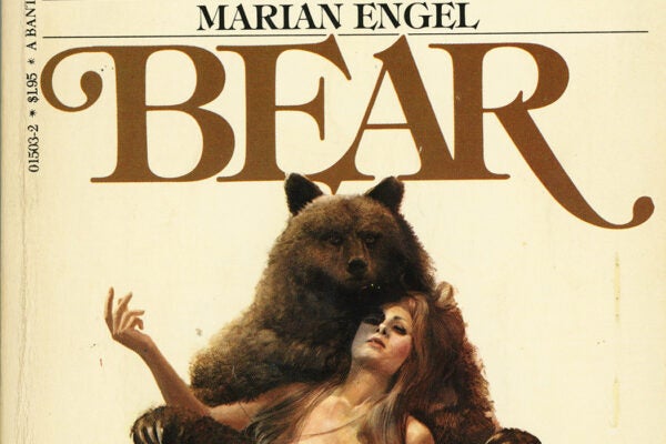 From the cover of the 1977 paperback release of Bear by Marian Engel.