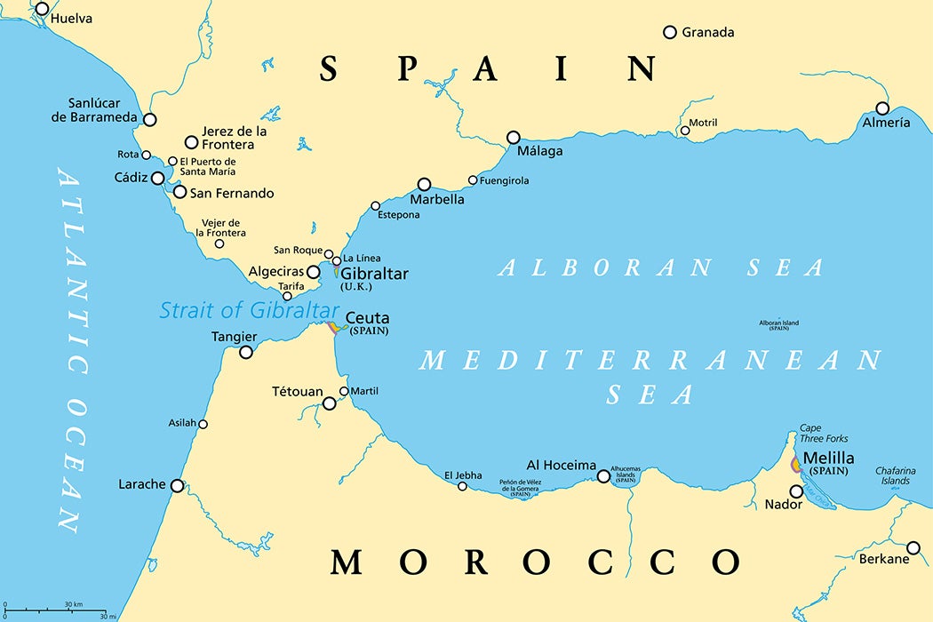 A map of the Strait of Gibraltar