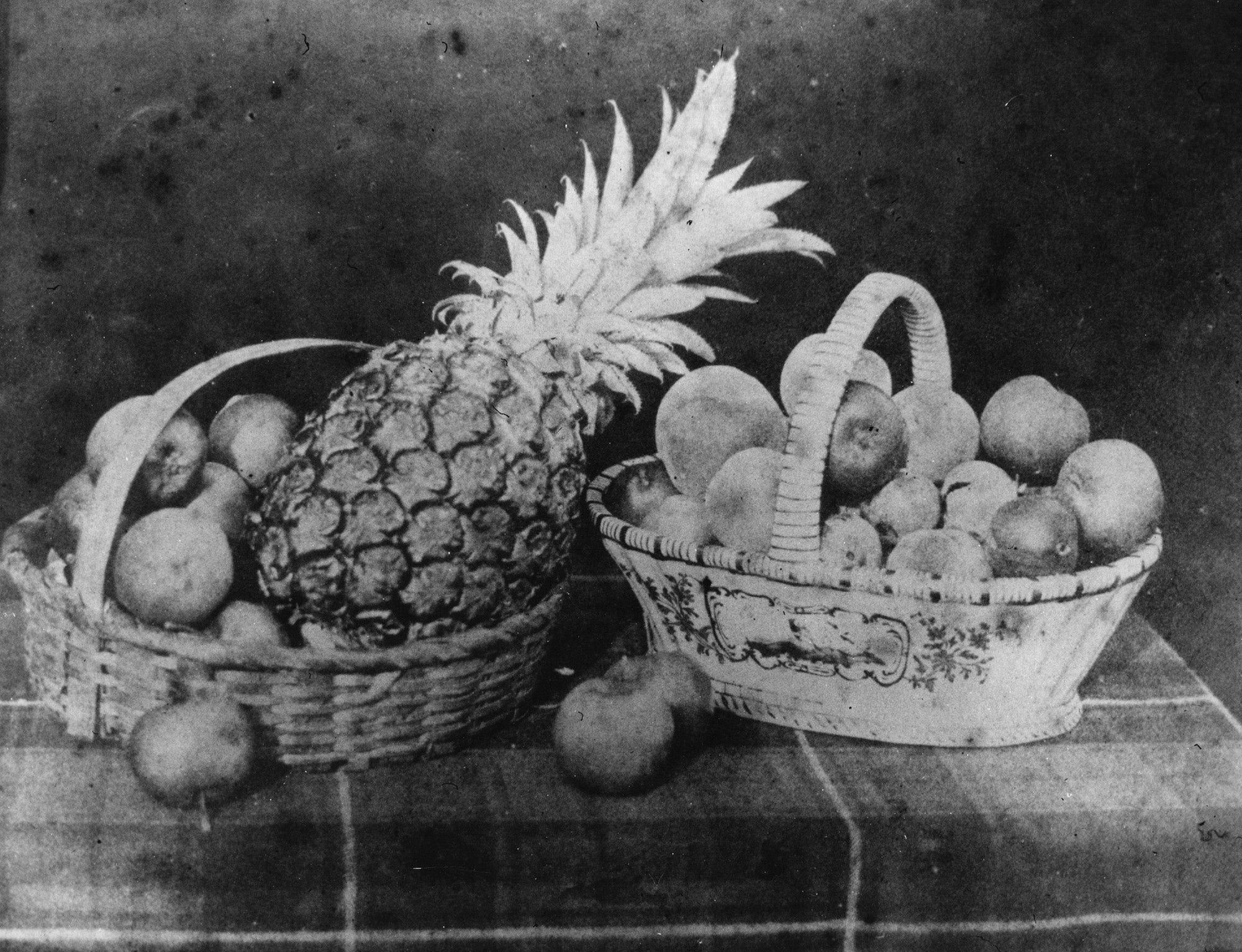 A still life of fruit by William Henry Fox Talbot, 1844