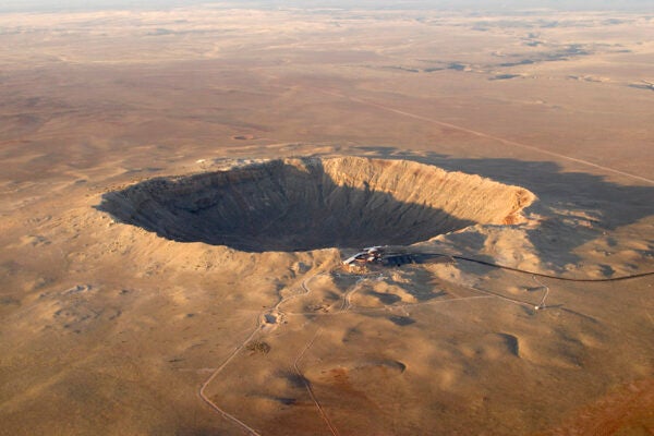 Aerial view of Barringer crater in Arizona