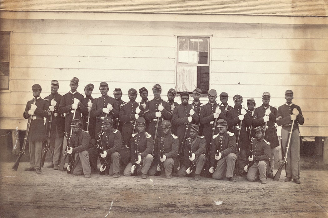 A photograph of a company of Black troops from the archives of the United States Sanitary Commission