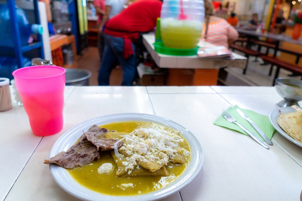 Enchilada, Mexican food in a local market