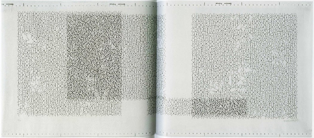 Line artwork computer generated by Vera Molnar, 1969
