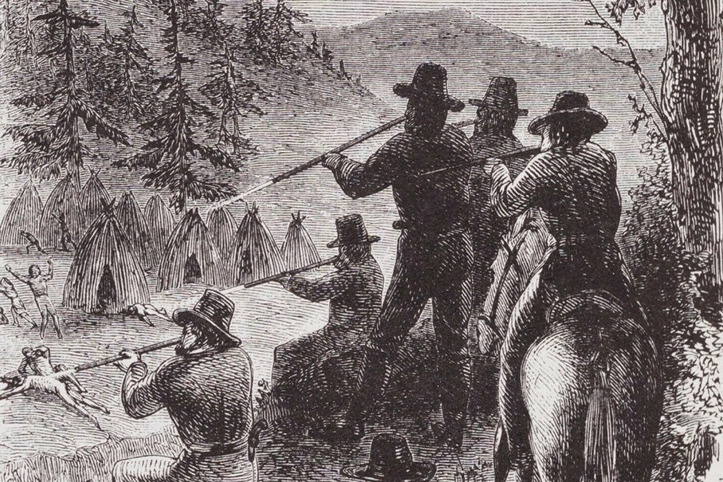 An illustration titled “Protecting The Settlers