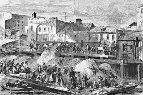 New York City, the beach street dumping barge, 1866