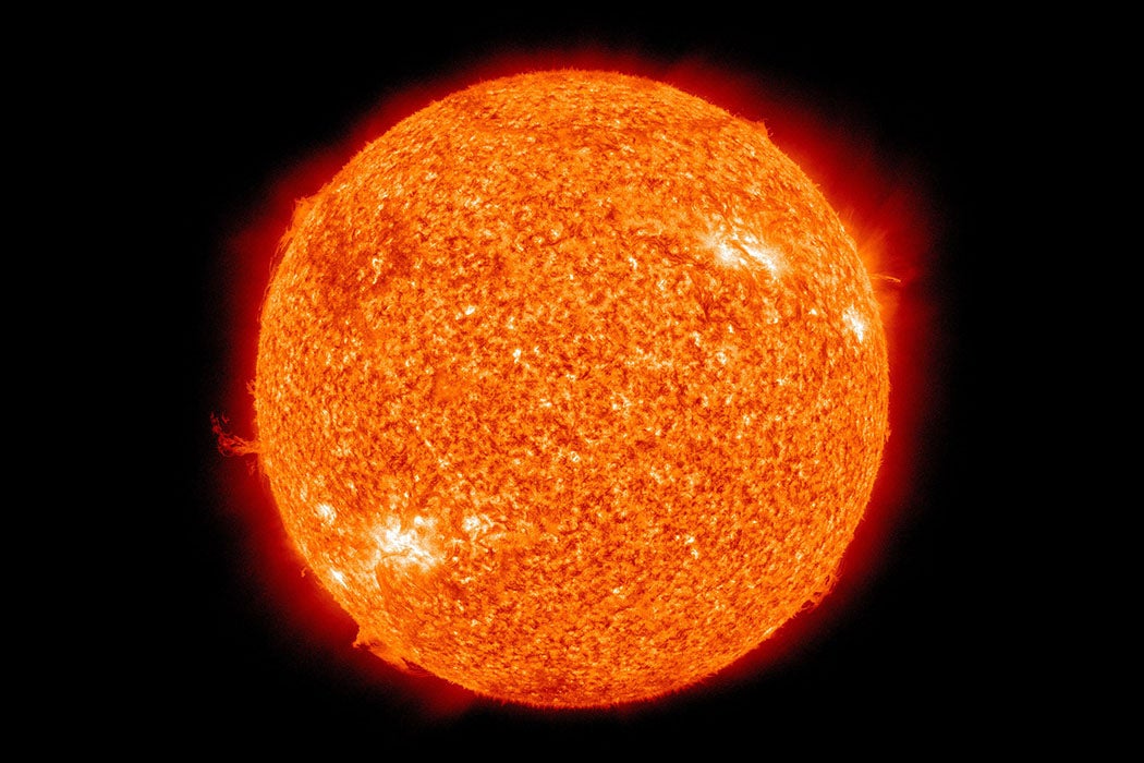The Sun photographed at 304 angstroms by the Atmospheric Imaging Assembly (AIA 304) of NASA's Solar Dynamics Observatory (SDO)