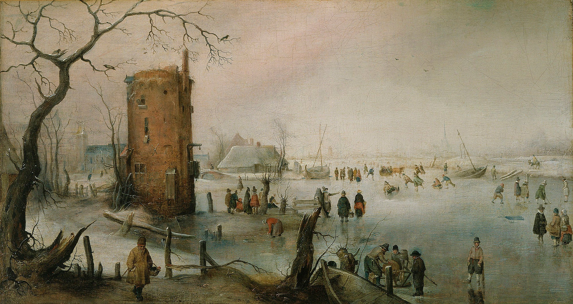 Skating Near a Town by Hendrick Avercamp, between circa 1610 and circa 1620