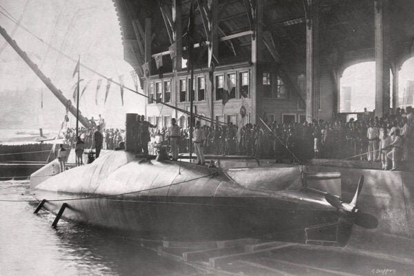 Nordenfelt submarine of the Ottoman empire, probably Abdül Hamid (Nordenfelt II), c. 1886.
