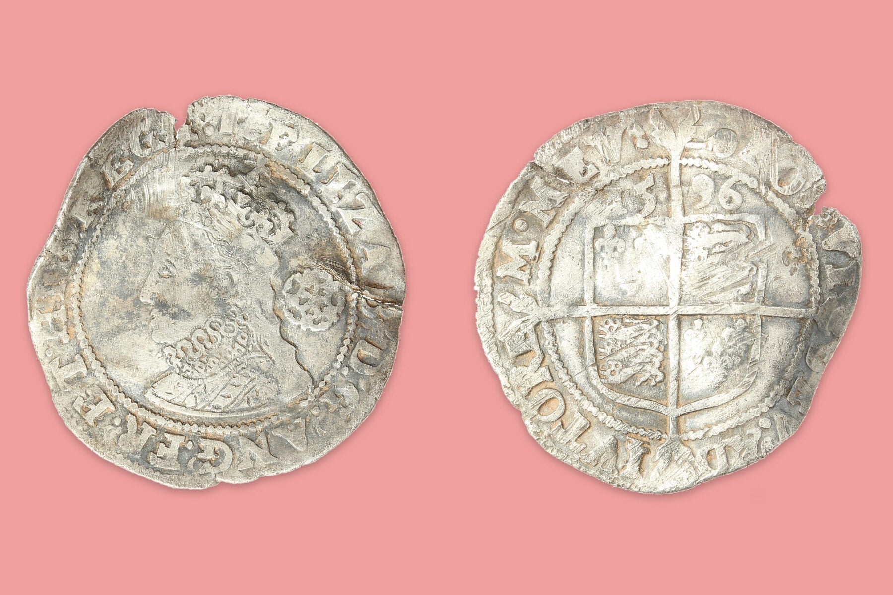 Medieval coin, sixpence of Elizabeth I dating to AD 1596