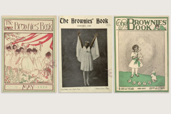 The cover of three issues of The Brownies Book
