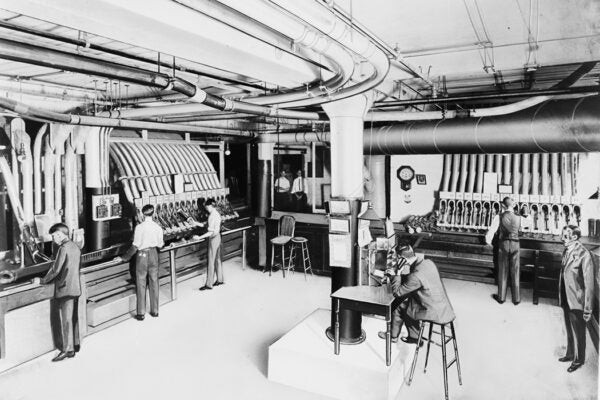 The interior view of the North Pneumatic Tube Station of the Merchandise Building of the Sears Roebuck and Company Mail Order Plant, Chicago, IL