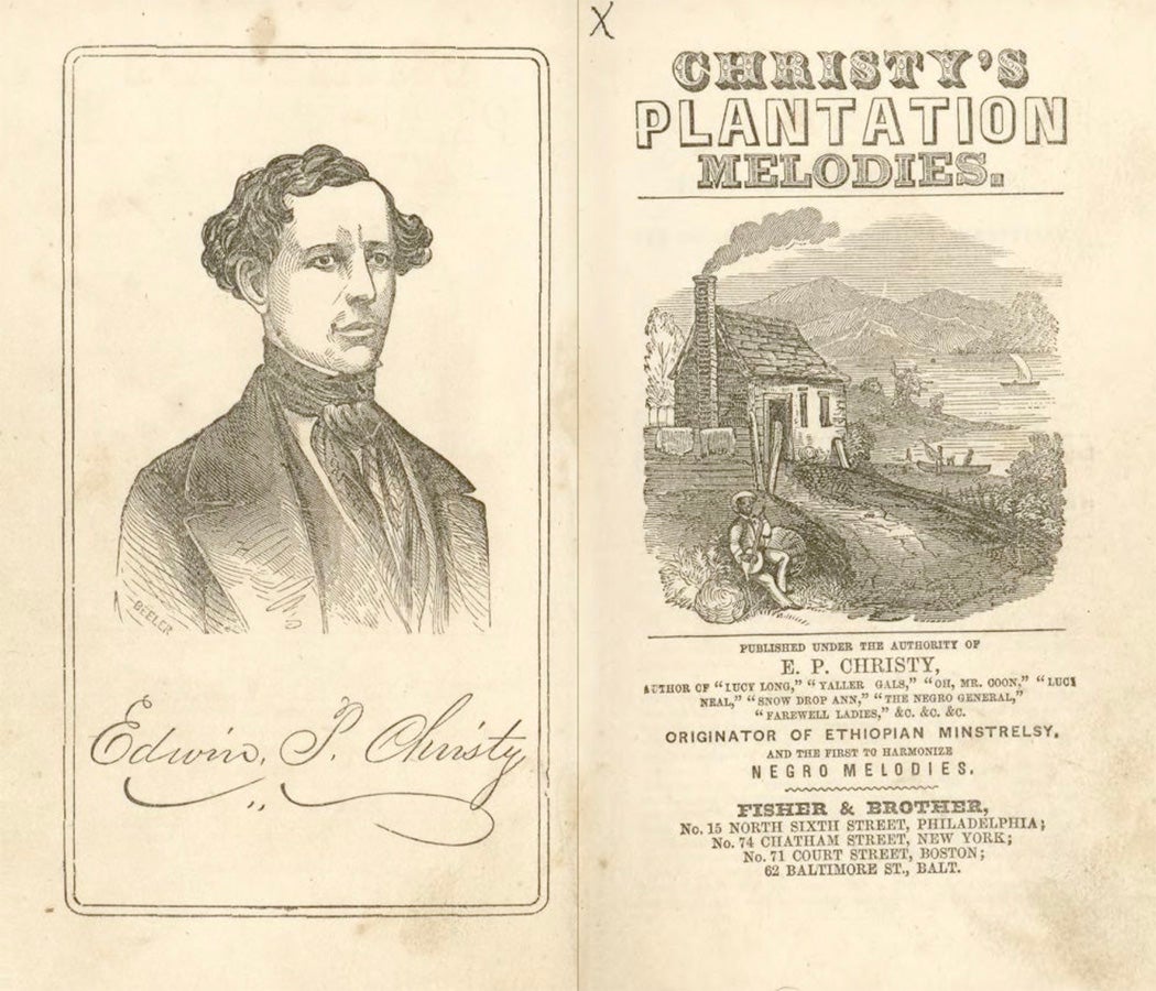 The first page of the book, Christy's plantation melodies