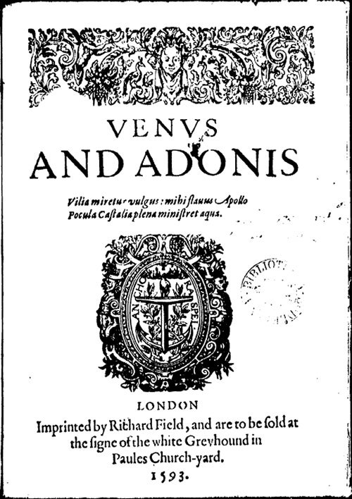 First quarto of Venus and Adonis (1593)