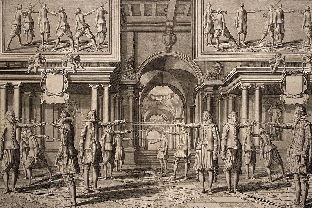 A fencing academy, 1628