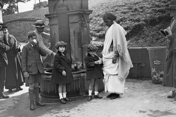 Children with their Indian nanny at St Ann's Well in the spa town of Buxton, Derbyshire, August 1922.